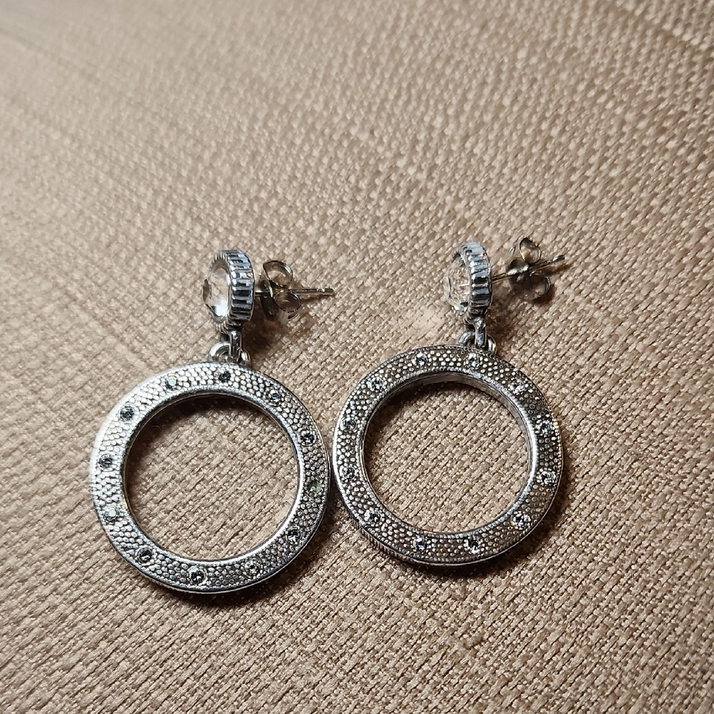 Vintage Brighton Starburst Hoop Post Earrings, Pre-loved in Good Condition